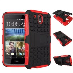 Funda Protector TPU Mixto HTC 526 Rojo / Negro  c/pie